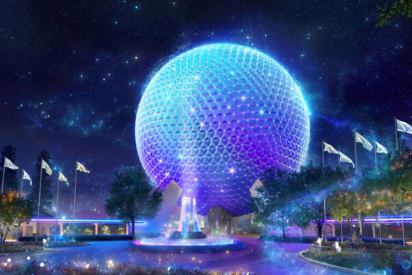 Spaceship Earth in Epcot, digital artist rendering 50th Anniversary Celebrations at the Walt Disney World Resort
